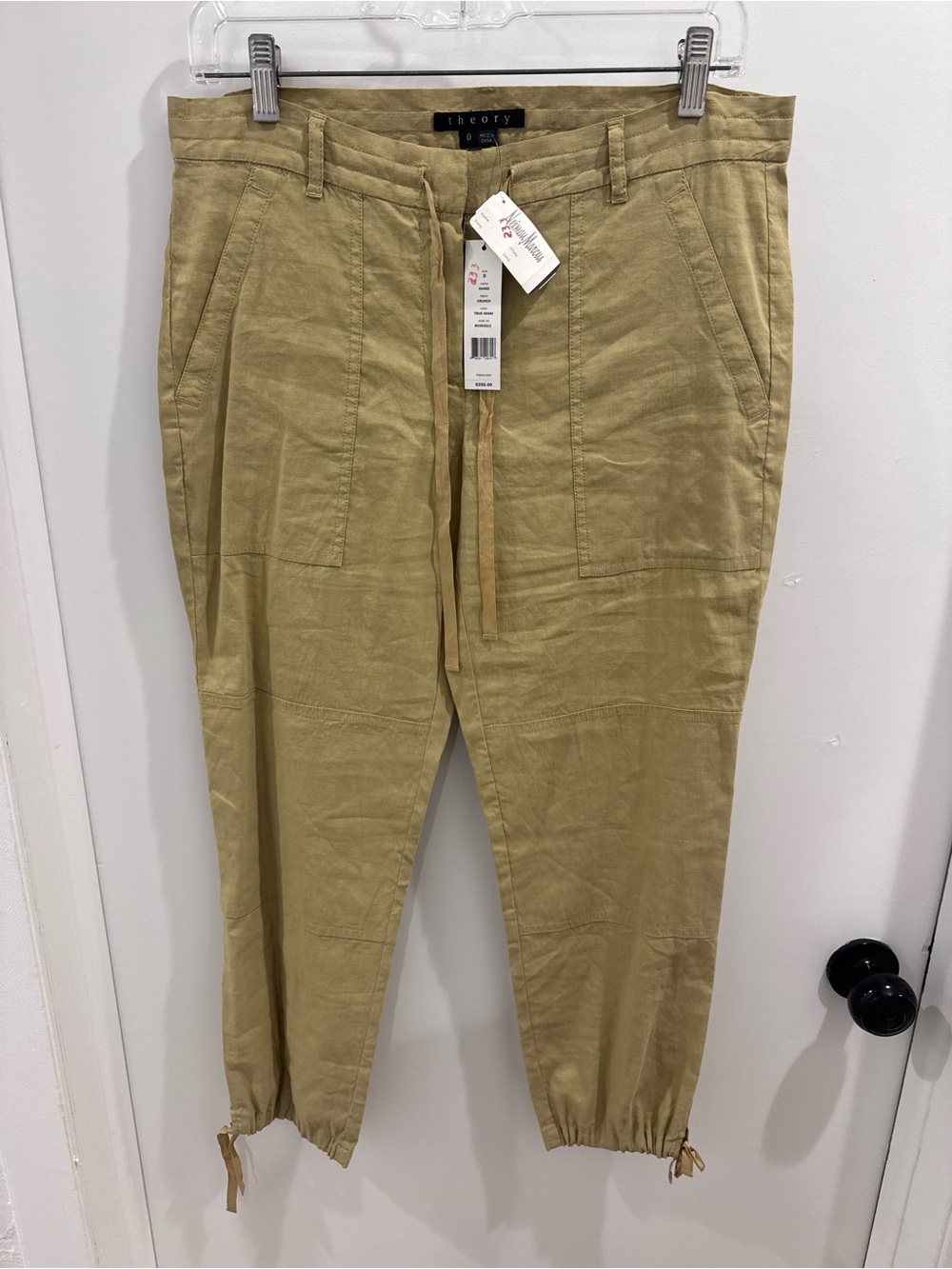 Theory Ranee Crunch Linen Jogger Pant Khaki NWT 0